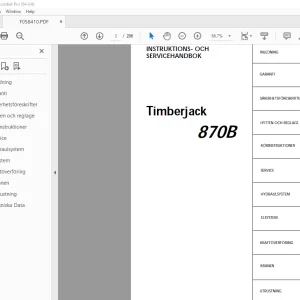 John Deere Timberjack 870B INSTRUKTIONS OCH SERVICEHANDBOK F056405 PDF