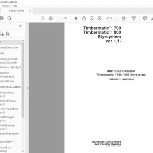 John Deere Timbermatic 700 / 900 Styrsystem INSTRUKTIONSBOK OMF065313 PDF