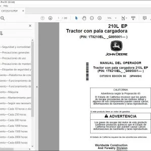 John Deere Tractor con pala cargadora 210L EP MANUAL DEL OPERADOR PDF