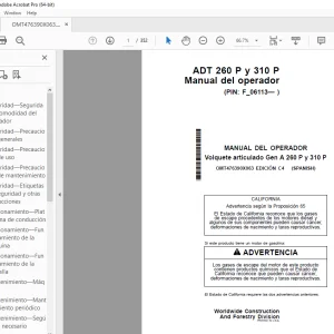 John Deere Volquete articulado Gen A 260 P y 310 P MANUAL DEL OPERADOR PDF