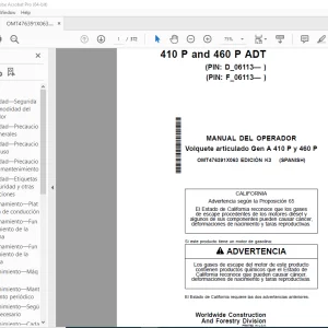John Deere Volquete articulado Gen A 410 P y 460 P MANUAL DEL OPERADOR PDF