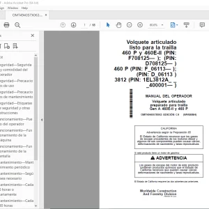 John Deere Volquete articulado Gen A 460E-II y 460 P MANUAL DEL OPERADOR PDF