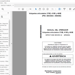 John Deere Volquetes articulados 370E, 410E y 460E MANUAL DEL OPERADOR PDF