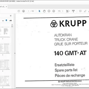 KRUPP 140 GMT-AT Truck Crane Parts Manual - PDF DOWNLOAD