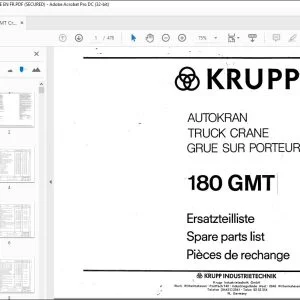 KRUPP 180 GMT Truck Crane Parts Manual EN_DE_FR - PDF DOWNLOAD