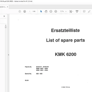 KRUPP KMK 6200 Truck Crane Parts Manual 2085703 EN_DE - PDF DOWNLOAD
