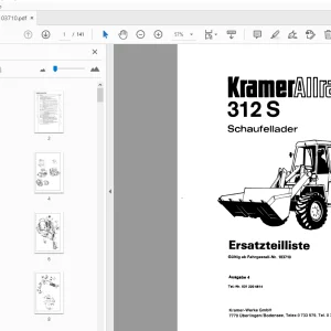 Kramer Allrad 312 S  Schaufellader Ersatzteilliste_103710 - PDF