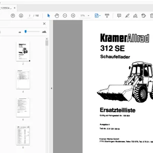 Kramer Allrad 312 SE Schaufellader Ersatzteilliste _109904 - PDF DOWNLOAD
