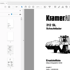 Kramer Allrad 312 SL Schaufellader Ersatzteilliste Manual 124363 PDF
