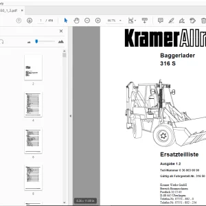 Kramer Allrad 316 S Baggerlader Ersatzteilliste - PDF DOWNLOAD