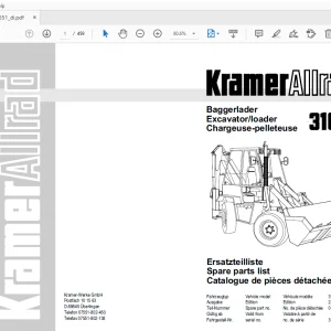 Kramer Allrad 316 Series 2 Excavatorloader Parts Manual_31651 - PDF
