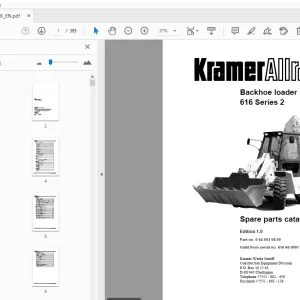 Kramer Allrad Backhoe loader 616 Series 2 Parts Manual - PDF DOWNLOAD