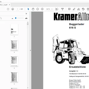Kramer Allrad Baggerlader 616 S Ersatzteilliste - PDF DOWNLOAD