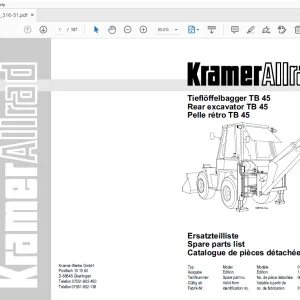 Kramer Allrad Rear Excavator TB 45 Parts Manual_316-51 - PDF