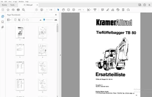Kramer Allrad Tiefloffelbagger TB 80 Ersatzteilliste - PDF DOWNLOAD