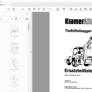 Kramer Allrad Tiefloffelbagger TB 80 Ersatzteilliste - PDF DOWNLOAD