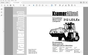 Kramer Allrad Wheel loader 312 LE/LEx Parts Manual - PDF DOWNLOAD