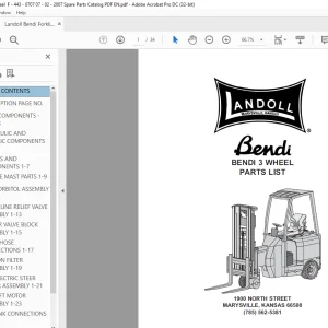 Landoll Bendi 3 WHEEL Forklift Parts Manual - PDF DOWNLOAD