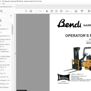 Landoll Bendi AC Electric Narrow Aisle Forklift Operator’s Manual
