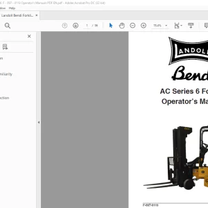 Landoll Bendi AC Series 6 Forklift Operator’s Manual F-897-0119 PDF