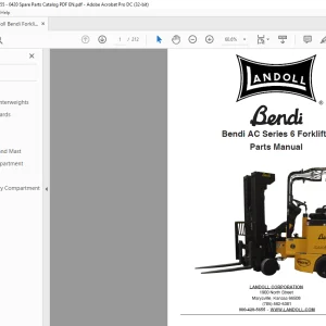 Landoll Bendi AC Series 6 Forklifts Parts Manual F-855-0420 PDF