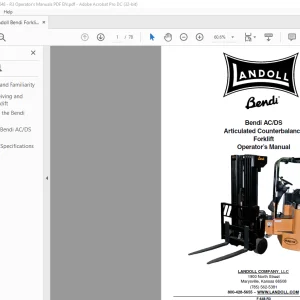 Landoll Bendi AC/DS Articulated Counterbalance Forklift Operator’s Manual