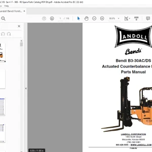 Landoll Bendi B3-30AC/DS Actuated Counterbalance Forklift Parts Manual F-908-R0