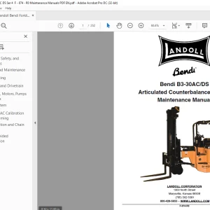 Landoll Bendi B3-30AC/DS Articulated Counterbalance Forklift Maintenance Manual