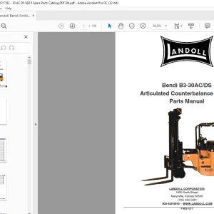 Landoll Bendi B3-30AC/DS Articulated Counterbalance Forklift Parts Manual