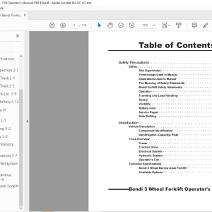 Landoll Bendi B3/25 Electric Narrow Aisle Forklift Operator’s Manual PDF