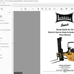 Landoll Bendi B3/30 AC DS Electric Narrow Aisle Actuated Forklift Parts Manual