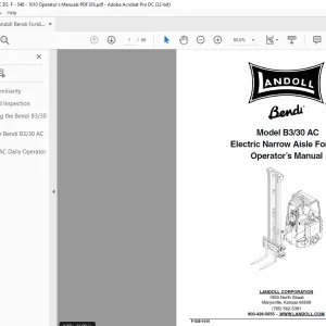 Landoll Bendi B3/30 AC Electric Narrow Aisle Forklift Operator’s Manual