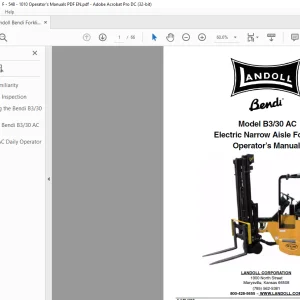 Landoll Bendi B3/30 AC Electric Narrow Aisle Forklift Operator’s Manual F-548-1010