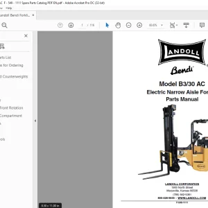 Landoll Bendi B330 AC Electric Narrow Aisle Forklift Parts Manual PDF