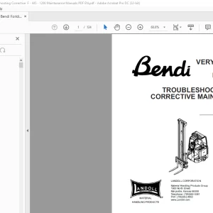 Landoll Bendi B3/30 Electric Narrow Aisle Forklift Troubleshooting & Maintenance Manual PDF