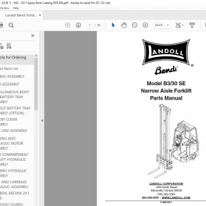 Landoll Bendi B3/30 SE Narrow Aisle Forklift Parts Manual