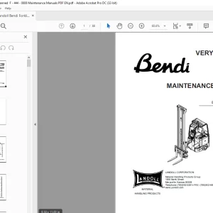 Landoll Bendi B330 VERY NARROW AISLE FORKLIFT PLANNED MAINTENANCE MANUAL