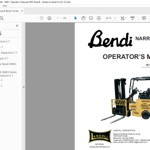 Landoll Bendi B40i3 NARROW AISLE FORKLIFT OPERATOR’S MANUAL F-500-0808
