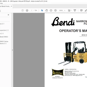 Landoll Bendi B40i3 NARROW AISLE FORKLIFT Operator’s Manual F-500-0808