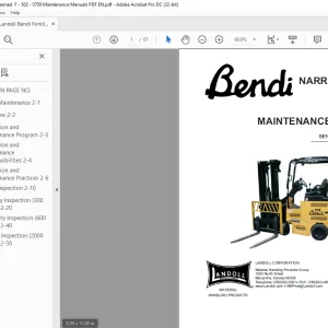 Landoll Bendi B40i3 NARROW AISLE FORKLIFT PLANNED MAINTENANCE MANUAL