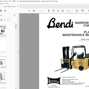 Landoll Bendi B40i3 NARROW AISLE FORKLIFT PLANNED MAINTENANCE MANUAL