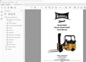 Landoll Bendi B40i4 Narrow Aisle Forklift Parts Manual F-579-R4