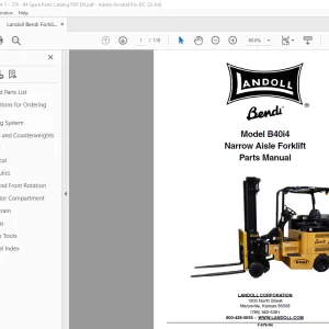 Landoll Bendi B40i4 Narrow Aisle Forklift Parts Manual F-579-R4