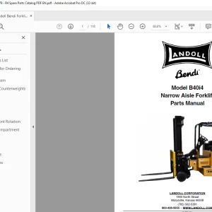 Landoll Bendi B40i4 Narrow Aisle Forklift Parts Manual F-579-R4  PDF