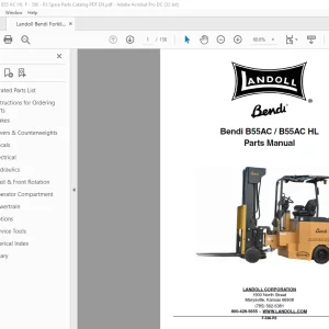 Landoll Bendi B55AC / B55AC HL Forklift Parts Manual