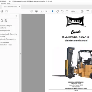 Landoll Bendi B55AC / B55AC HL Maintenance Manual PDF