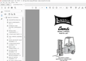 Landoll Bendi Forklift 3 WHEEL Parts Manual - PDF DOWNLOAD