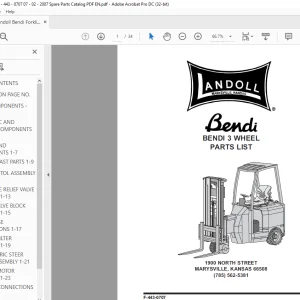 Landoll Bendi Forklift 3 WHEEL Parts Manual F-443-0707 PDF