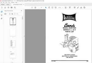 Landoll Bendi Forklift 830E 180D SERIES H, J, & K Parts List Manual PDF