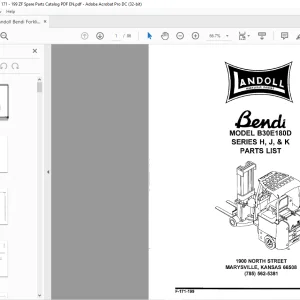 Landoll Bendi Forklift 830E 180D SERIES H, J, & K Parts List Manual PDF